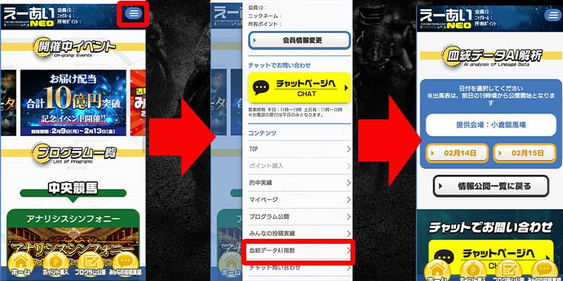 えーあいNEO無料予想見方